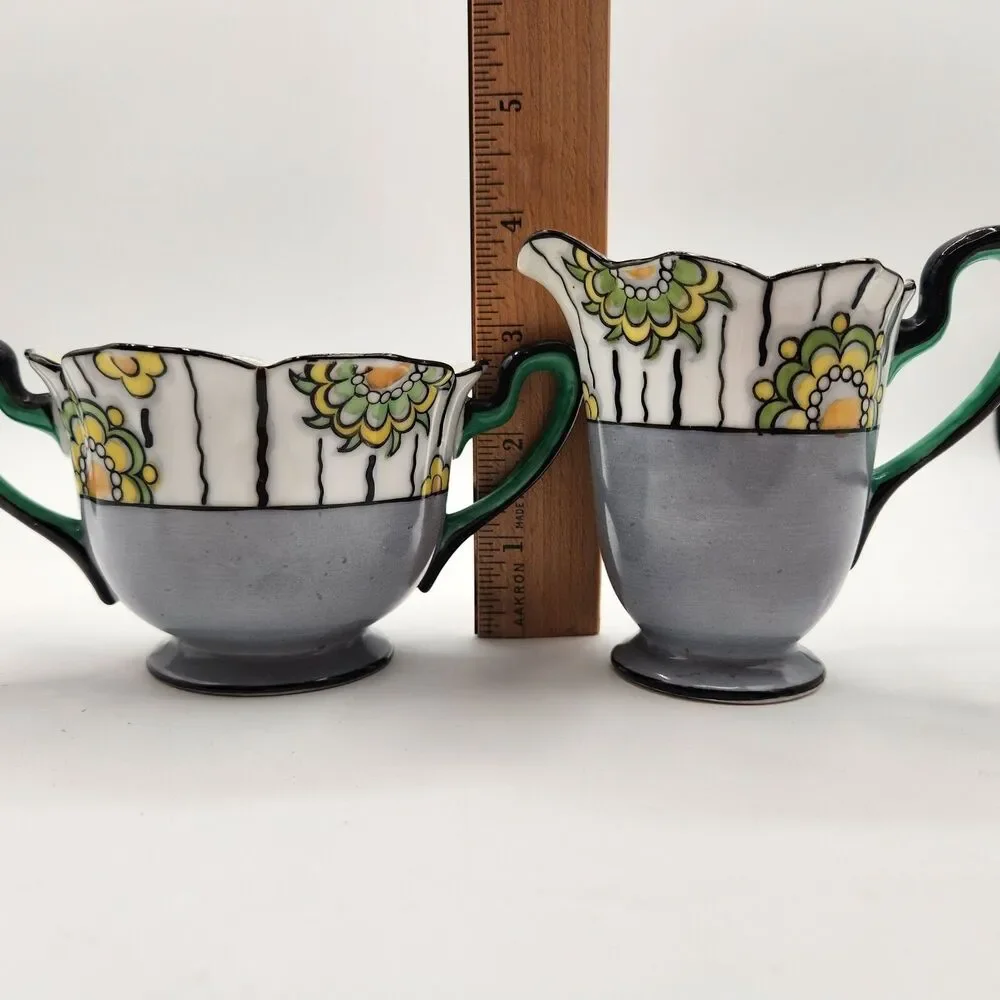 Noritake Sugar Creamer Set Floral  Era 1930-40 M Series Hand Painted Japan MCM